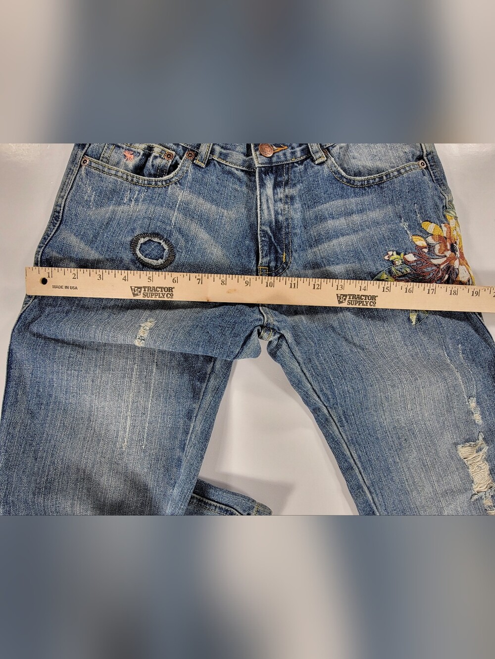 Vintage Y2K 90s Abercrombie & Fitch Flare Jeans 6 Womens Floral Embroidered NEW - Picture 15 of 16